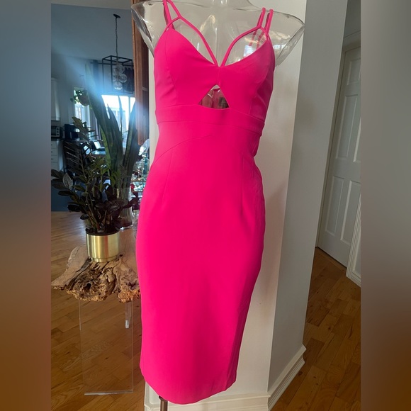 Bardot Dresses & Skirts - Bardot - Beautiful Hot / Highlighter pink bodycon cut out dress